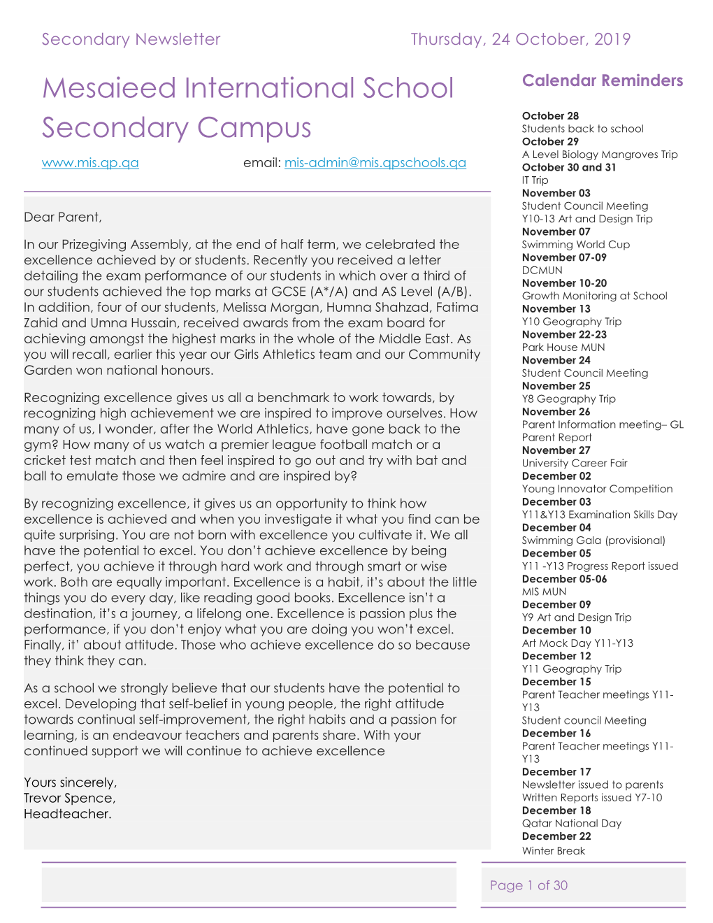 Secondary Newsletter Oct 2019.Pdf