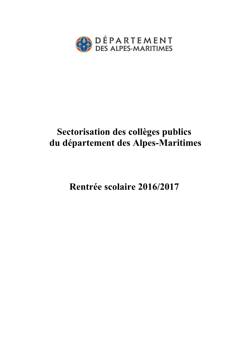 Sectorisation Des Collèges Publics Du Département Des Alpes-Maritimes
