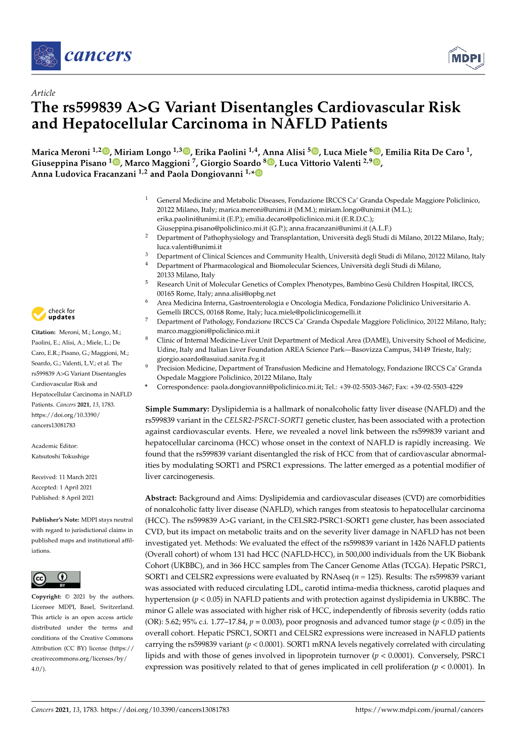 The Rs599839 A&gt;G Variant Disentangles Cardiovascular Risk