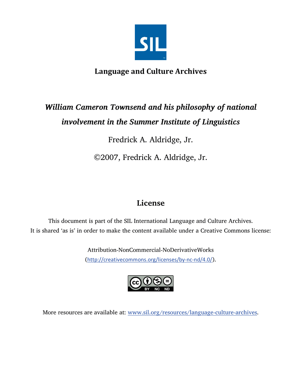 Language and Culture Archives William Cameron Townsend And