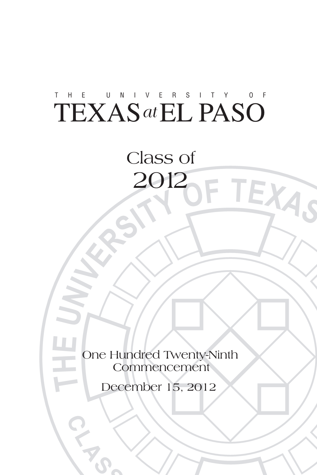 Winter 2012 Commencement Program