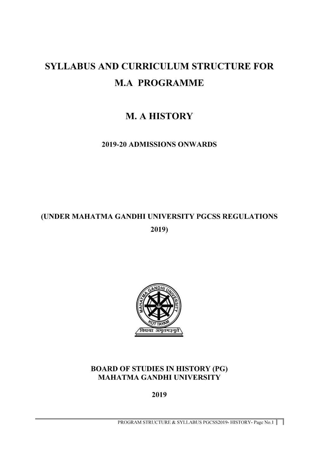 Syllabus and Curriculum Structure for M.A Programme