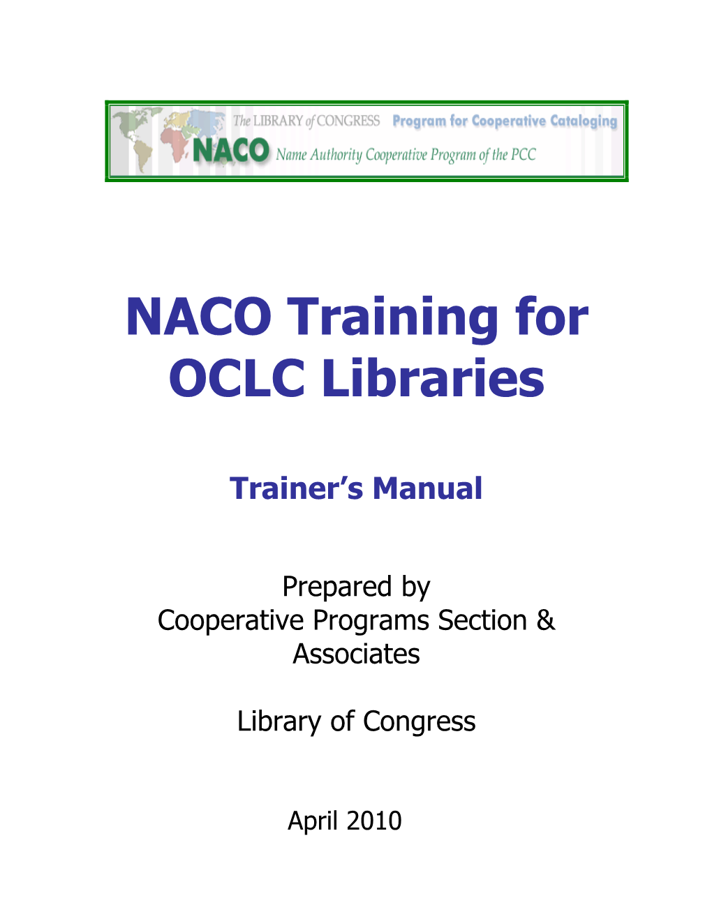 NACO Training for OCLC Libraries