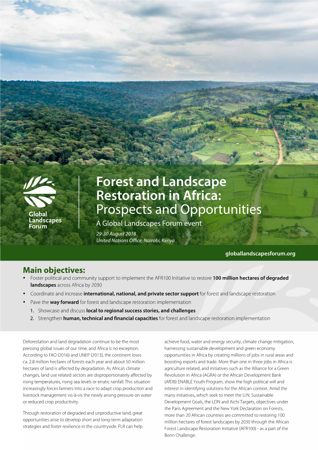 Forest and Landscape Restoration in Africa: Prospects and Opportunities