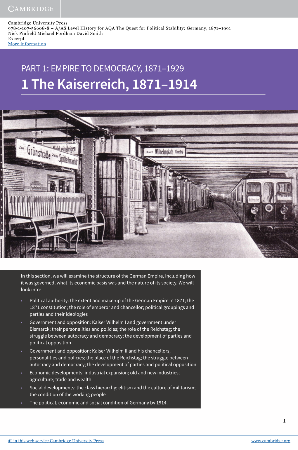 1 the Kaiserreich, 1871–1914