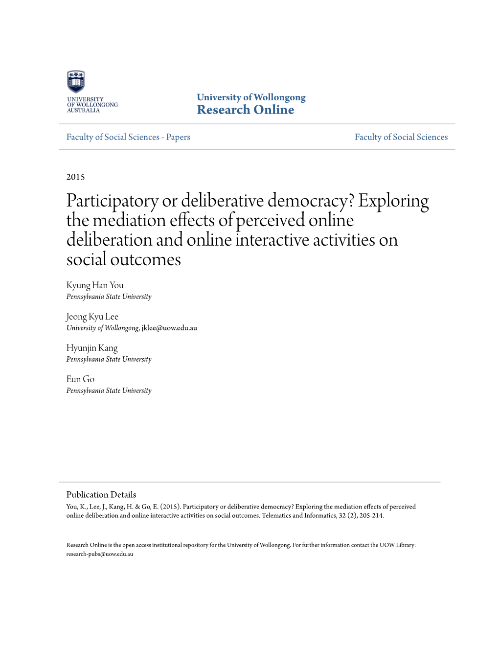 Participatory Or Deliberative Democracy?