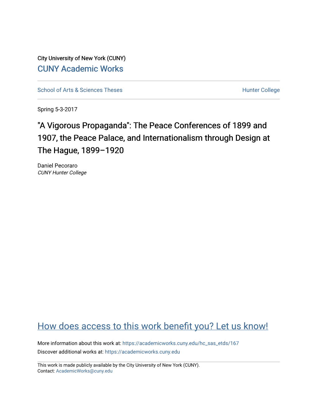 The Peace Conferences of 1899 and 1907, the Peace Palace, and Internationalism Through Design at the Hague, 1899–1920