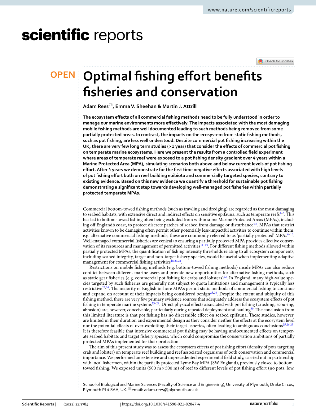 Optimal Fishing Effort Benefits Fisheries and Conservation