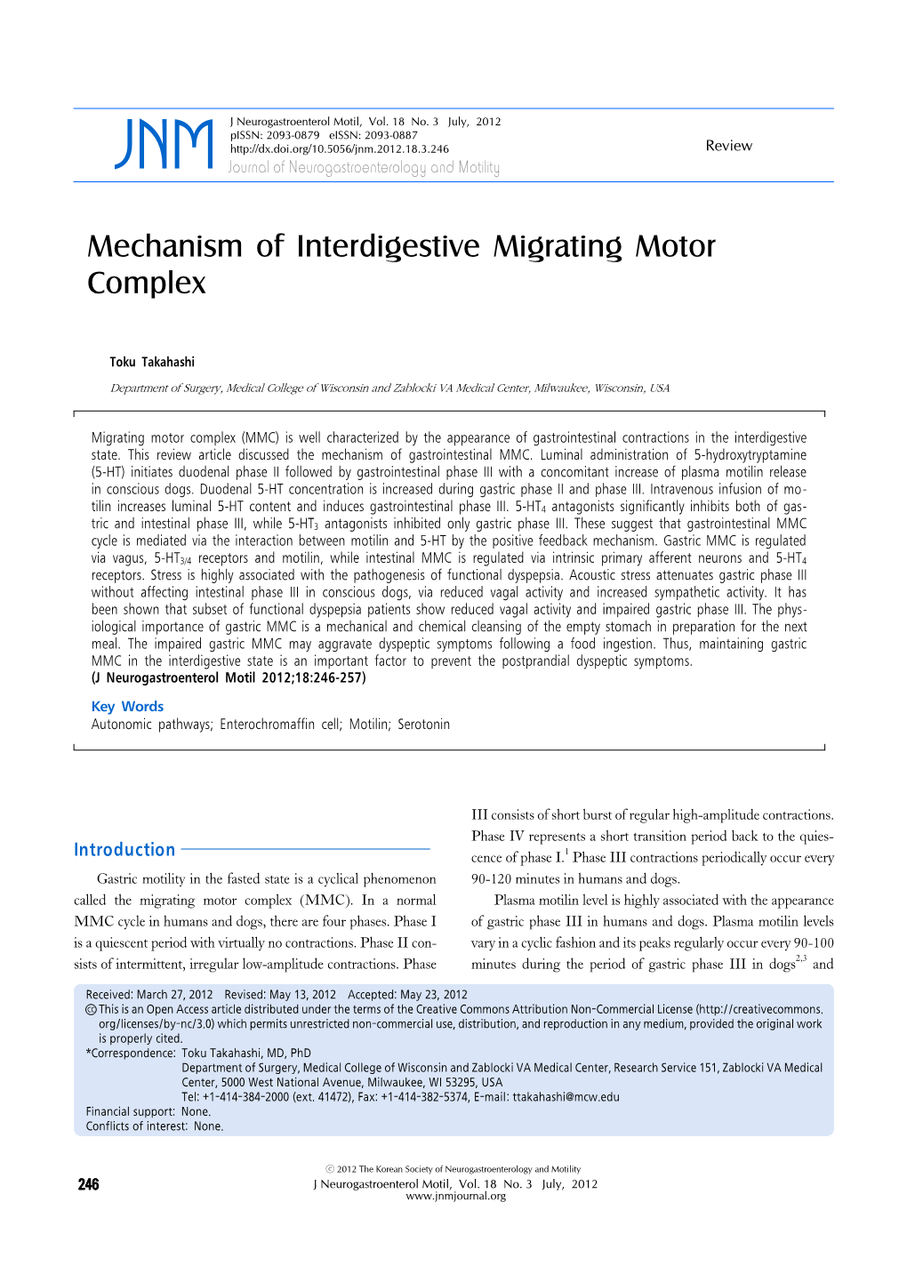 Mechanism of Interdigestive Migrating Motor Complex