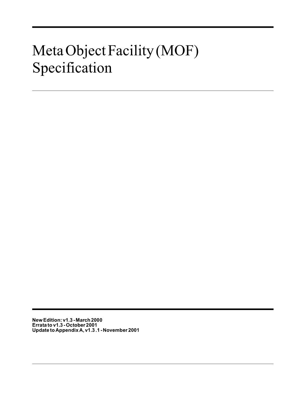 Meta Object Facility (MOF) Specification