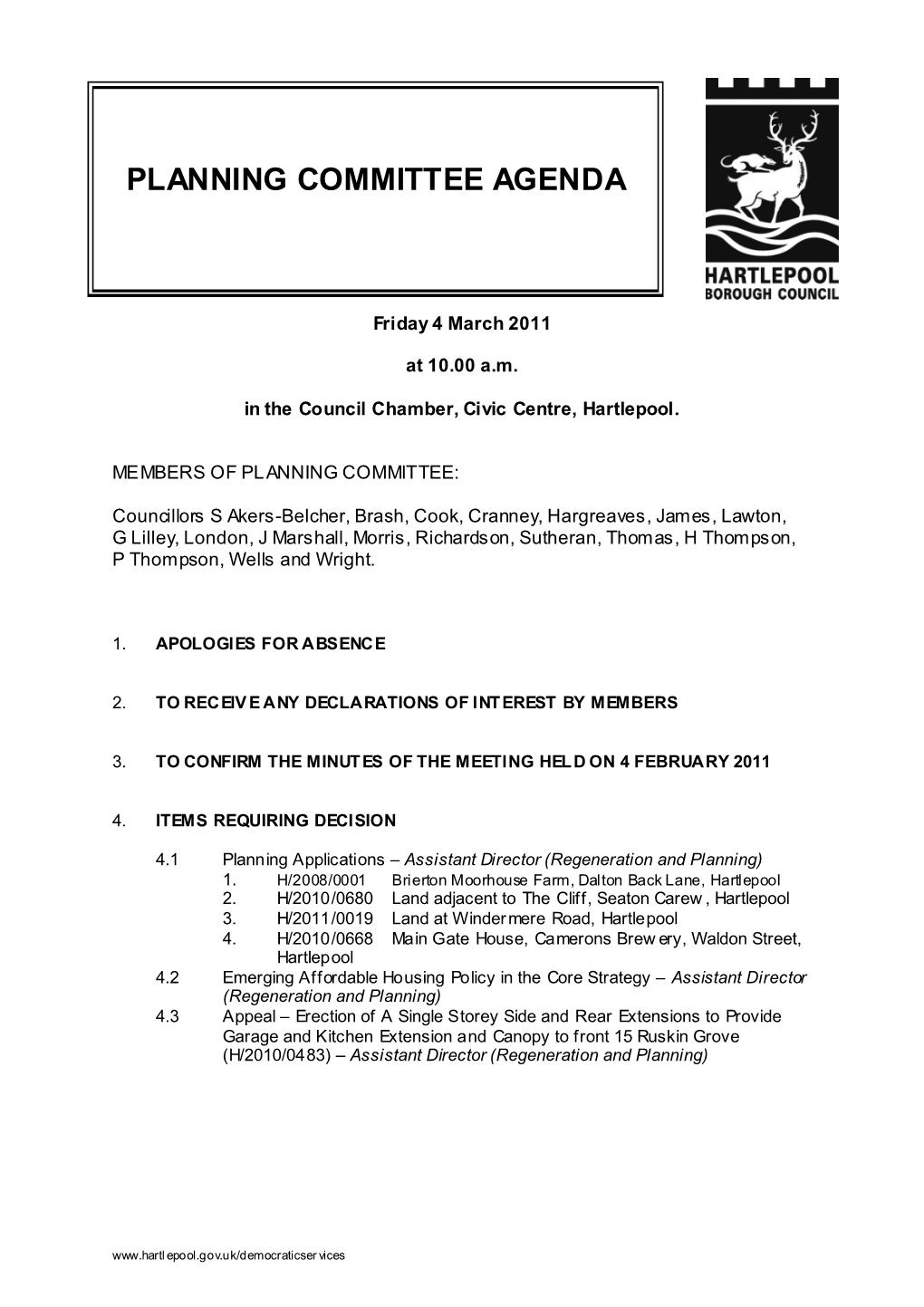 Planning Committee Agenda