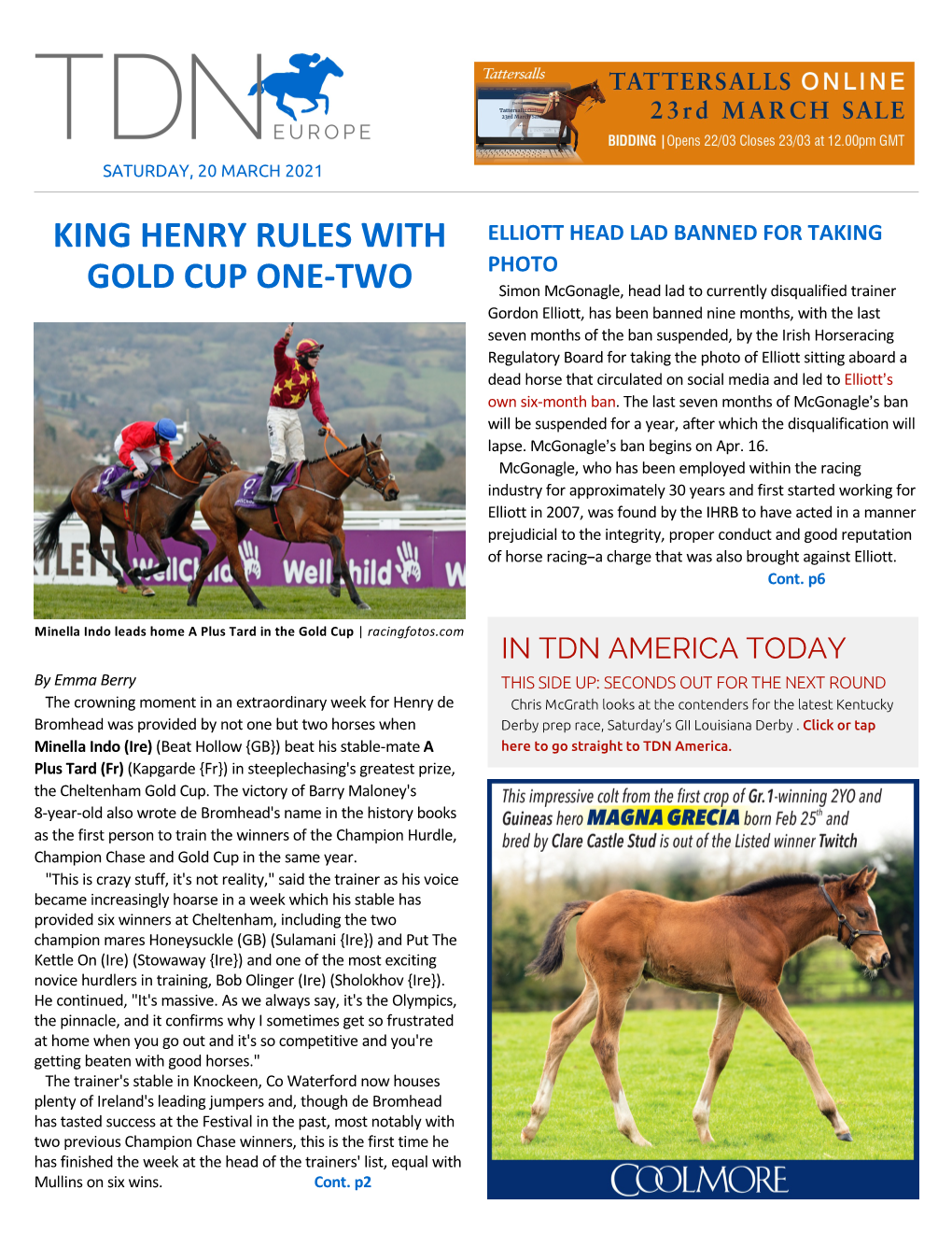 King Henry Rules with Gold Cup One-Two Cont