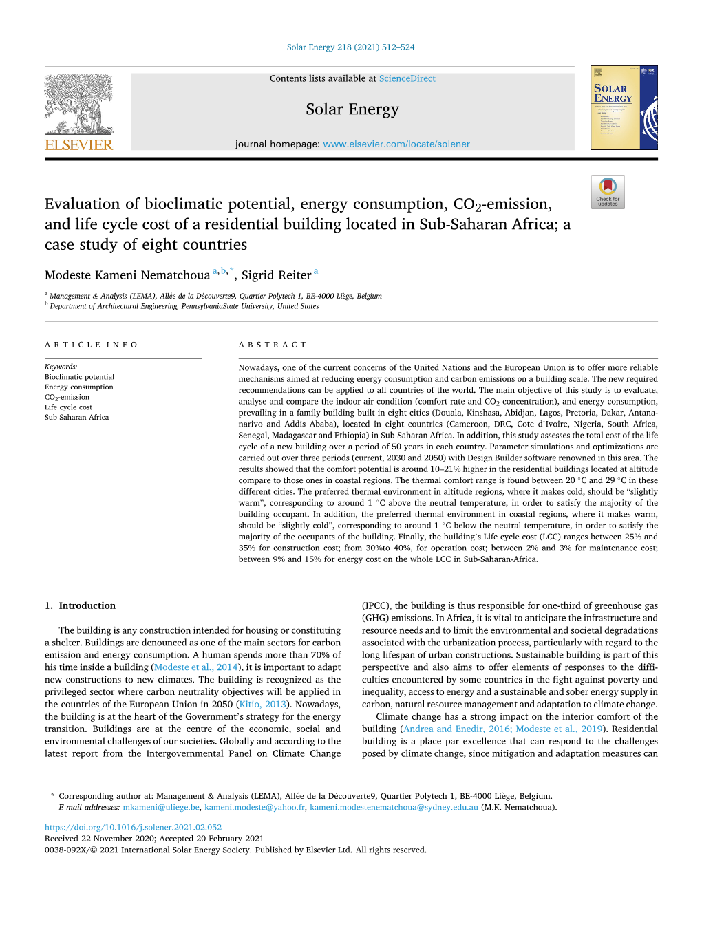 Evaluation of Bioclimatic Potential, Energy Consumption, CO2-Emission