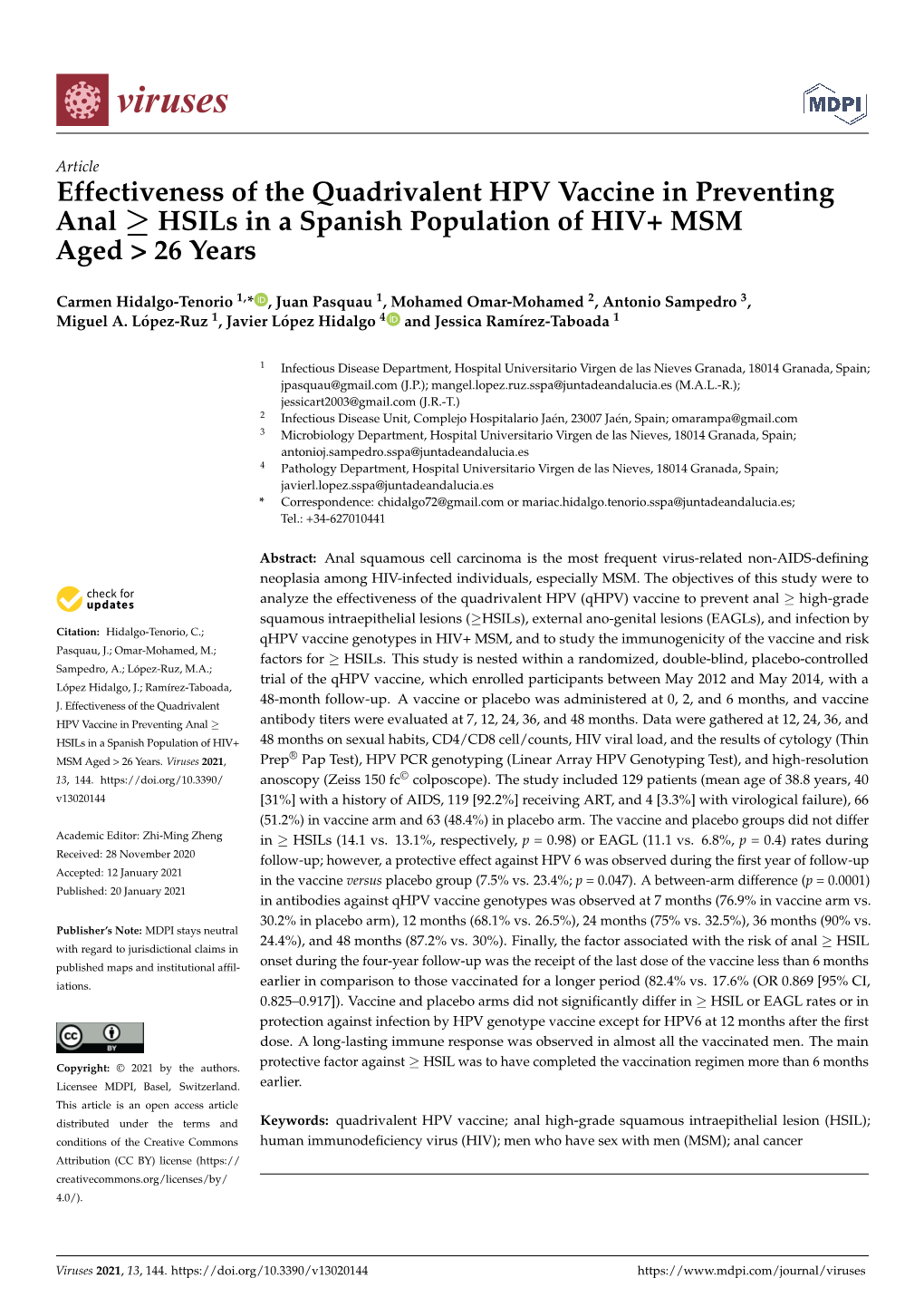 Effectiveness of the Quadrivalent HPV Vaccine in Preventing Anal Hsils
