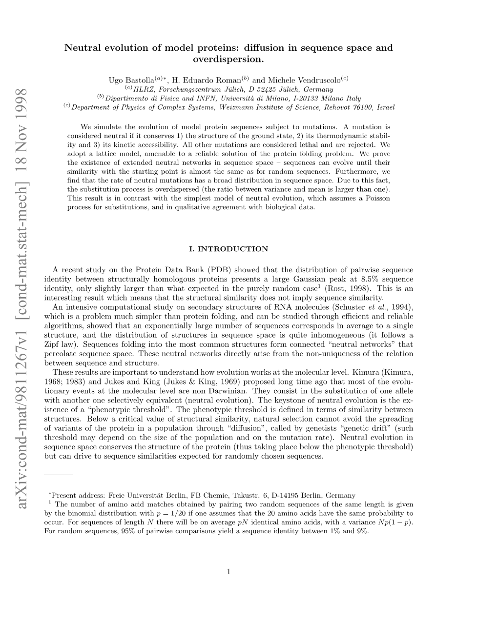 Neutral Evolution of Model Proteins: Diffusion in Sequence Space and Overdispersion