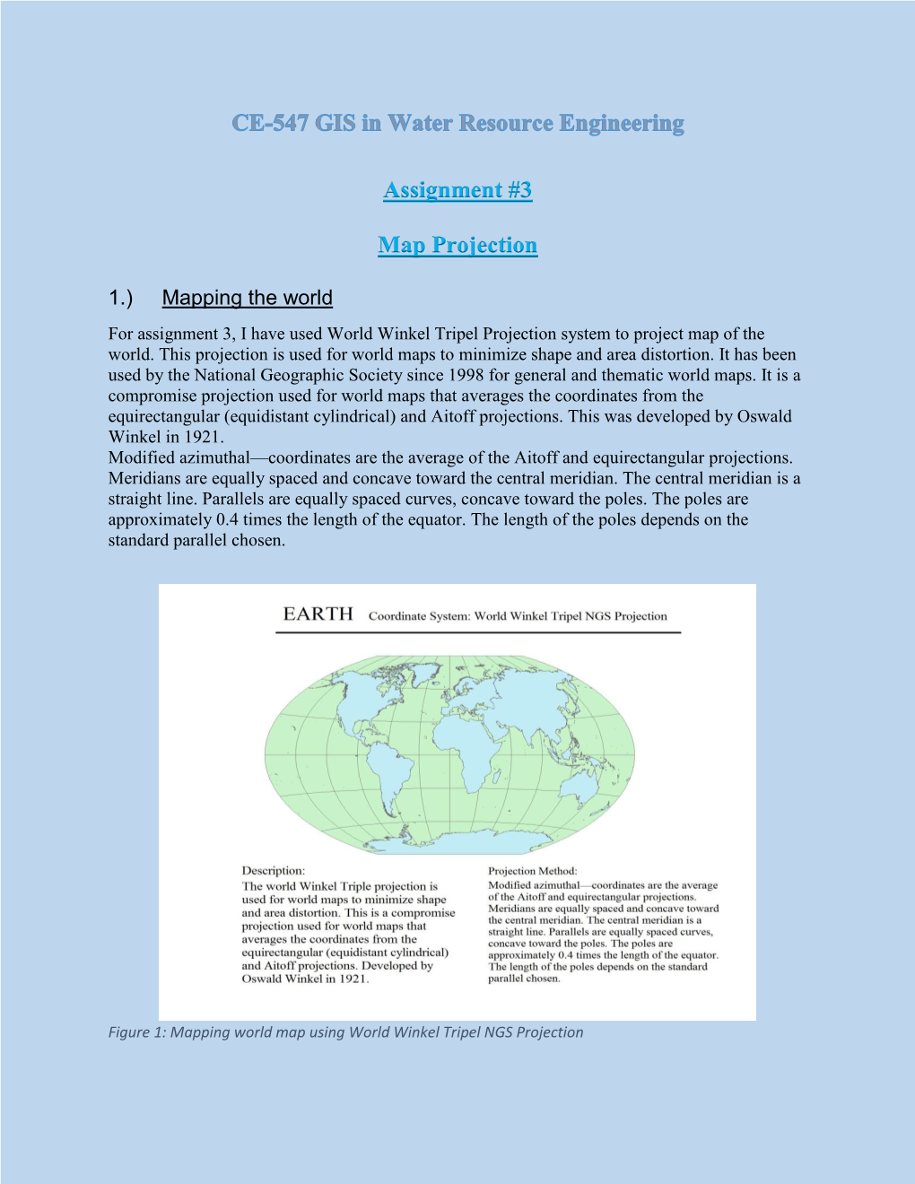 Assignment #3 Map Projection