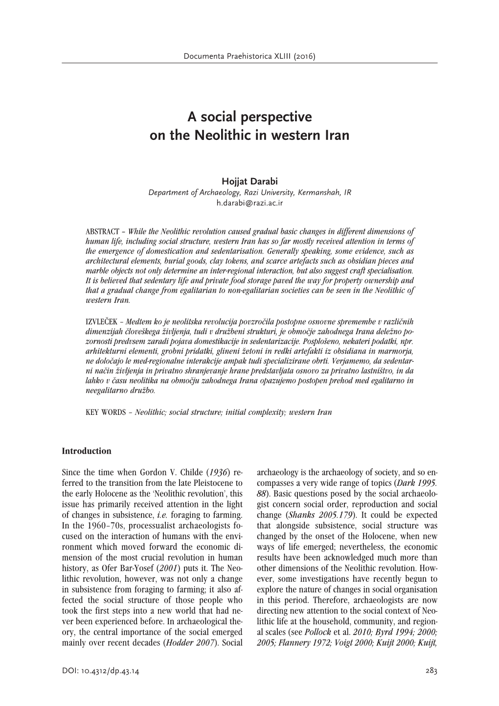 A Social Perspective on the Neolithic in Western Iran