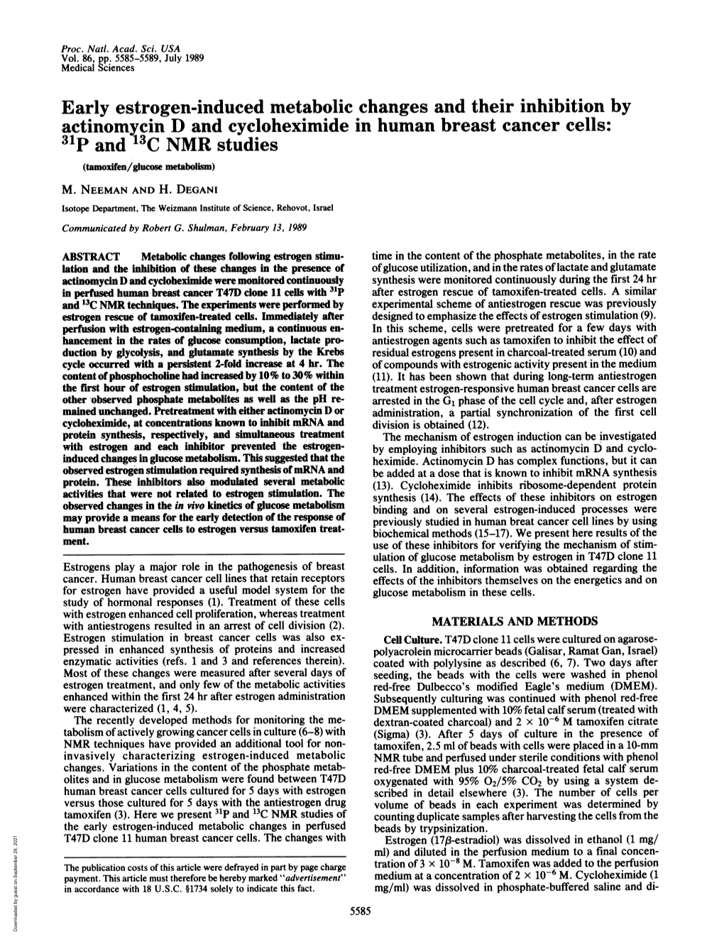 Early Estrogen-Induced Metabolic Changes and Their Inhibition