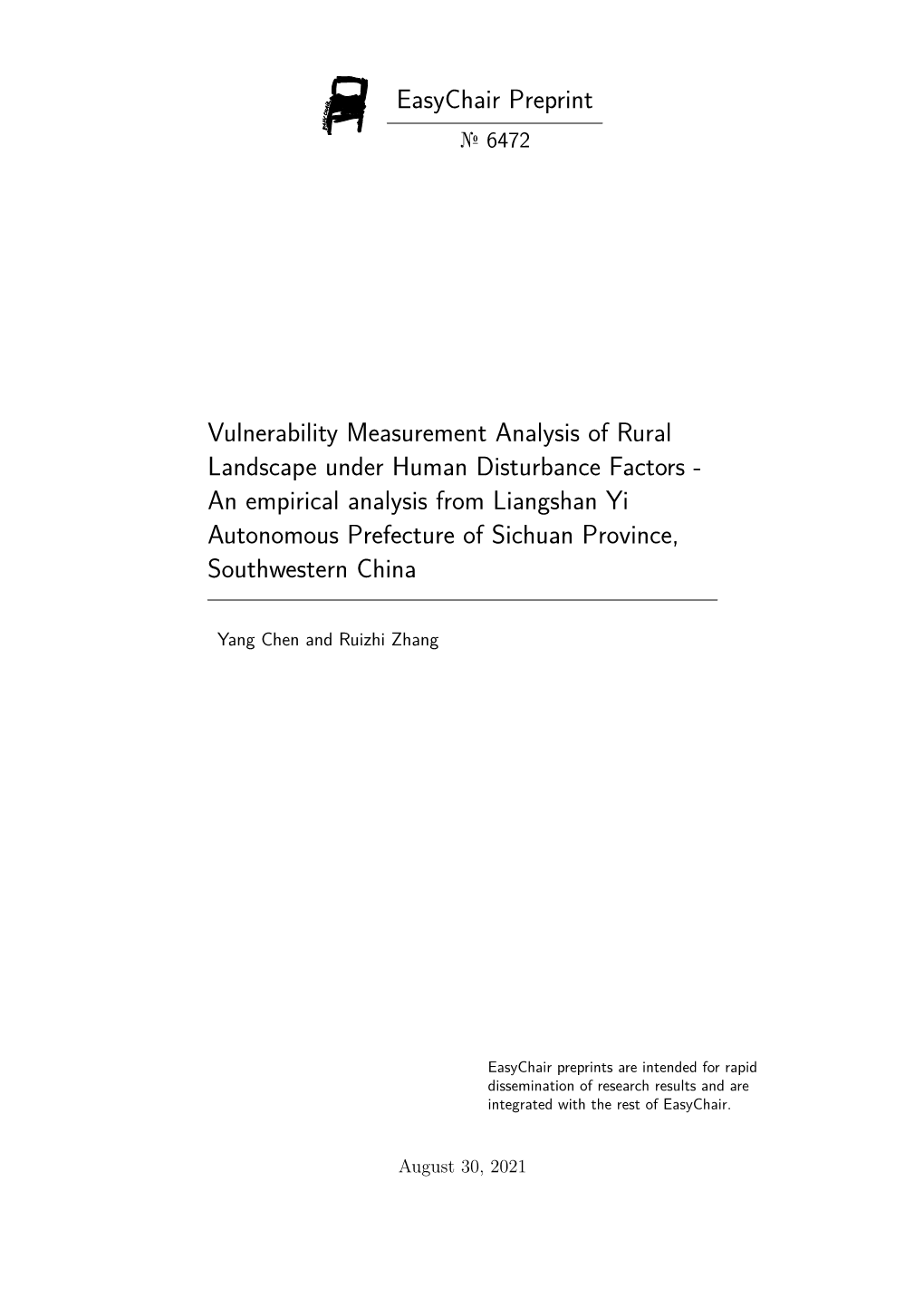 Easychair Preprint Vulnerability Measurement Analysis of Rural