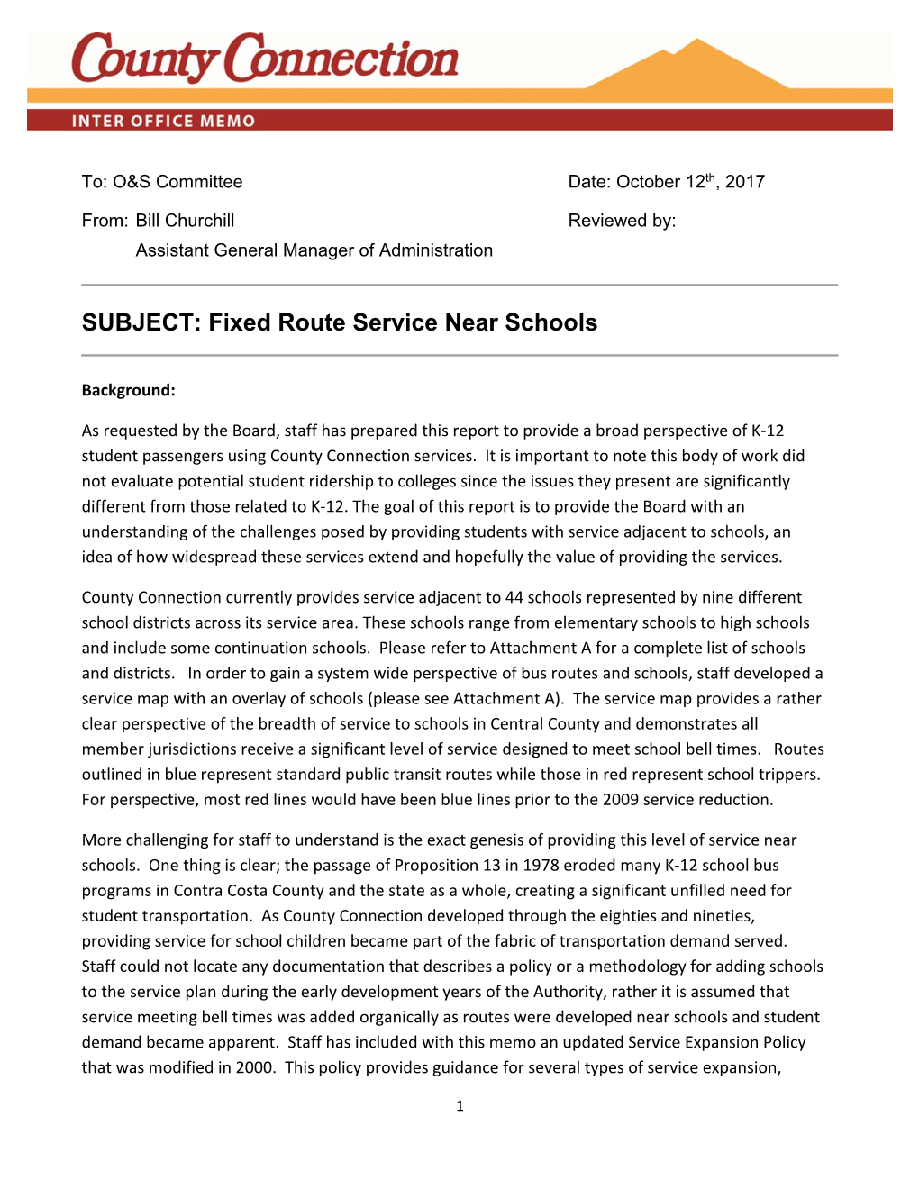 Fixed Route Service Near Schools