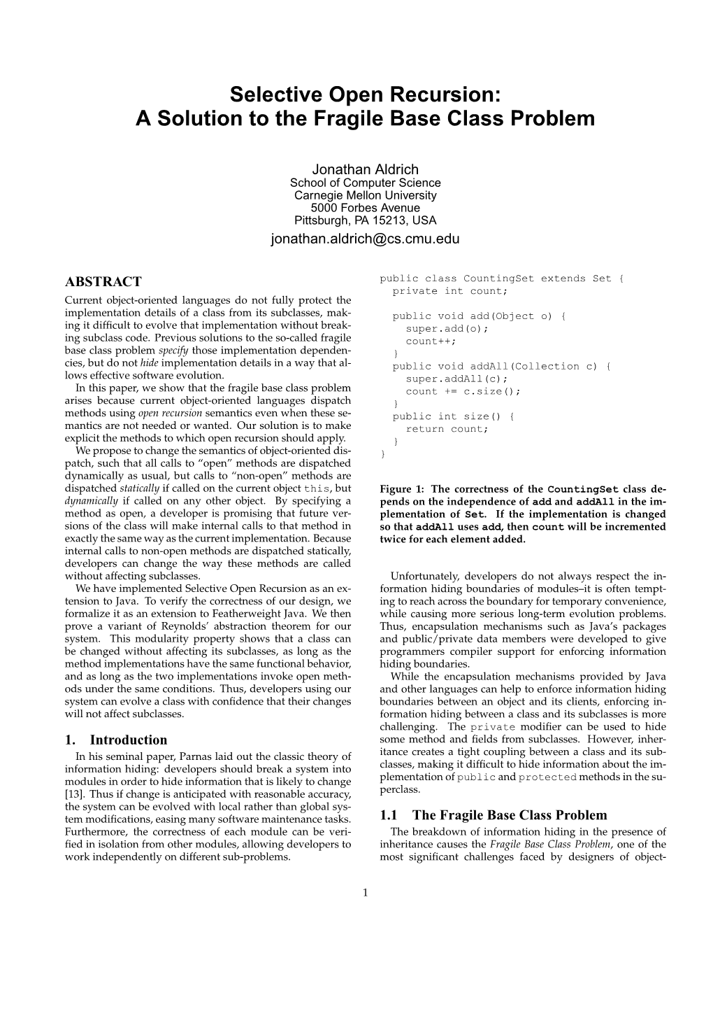 Selective Open Recursion: a Solution to the Fragile Base Class Problem