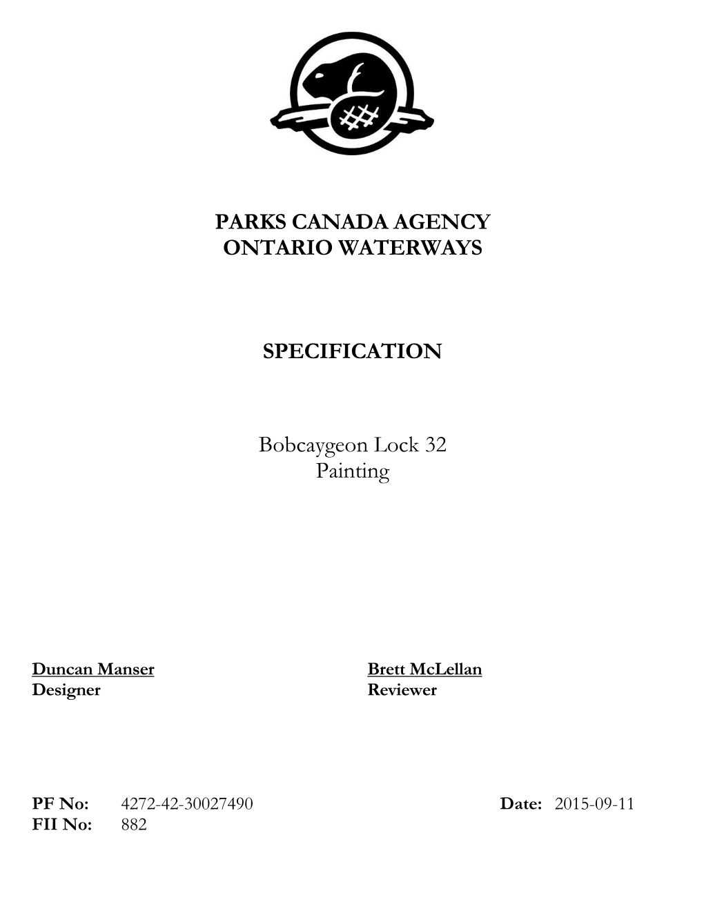 Parks Canada Agency Ontario Waterways Specification