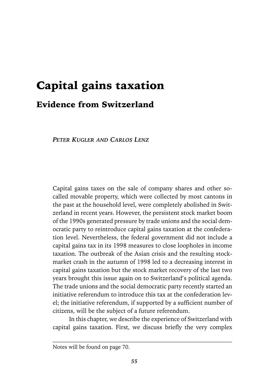 Capital Gains Taxation