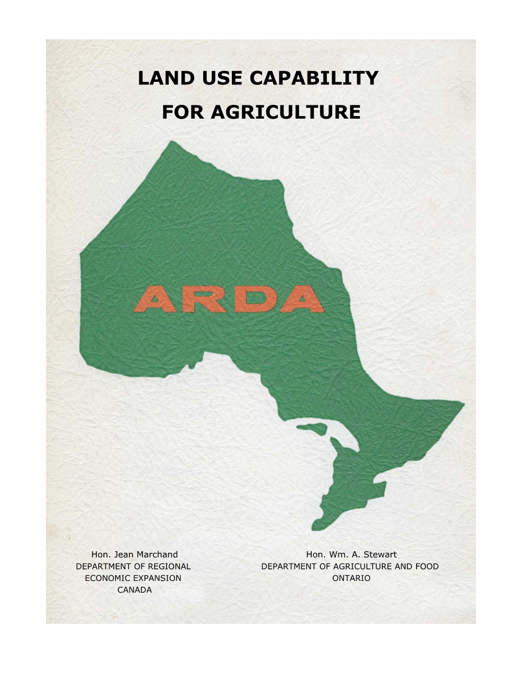 ACREAGES by Townships and Counties for AGRICULTURAL LAND USE CAPABILITY in SOUTHERN ONTARIO
