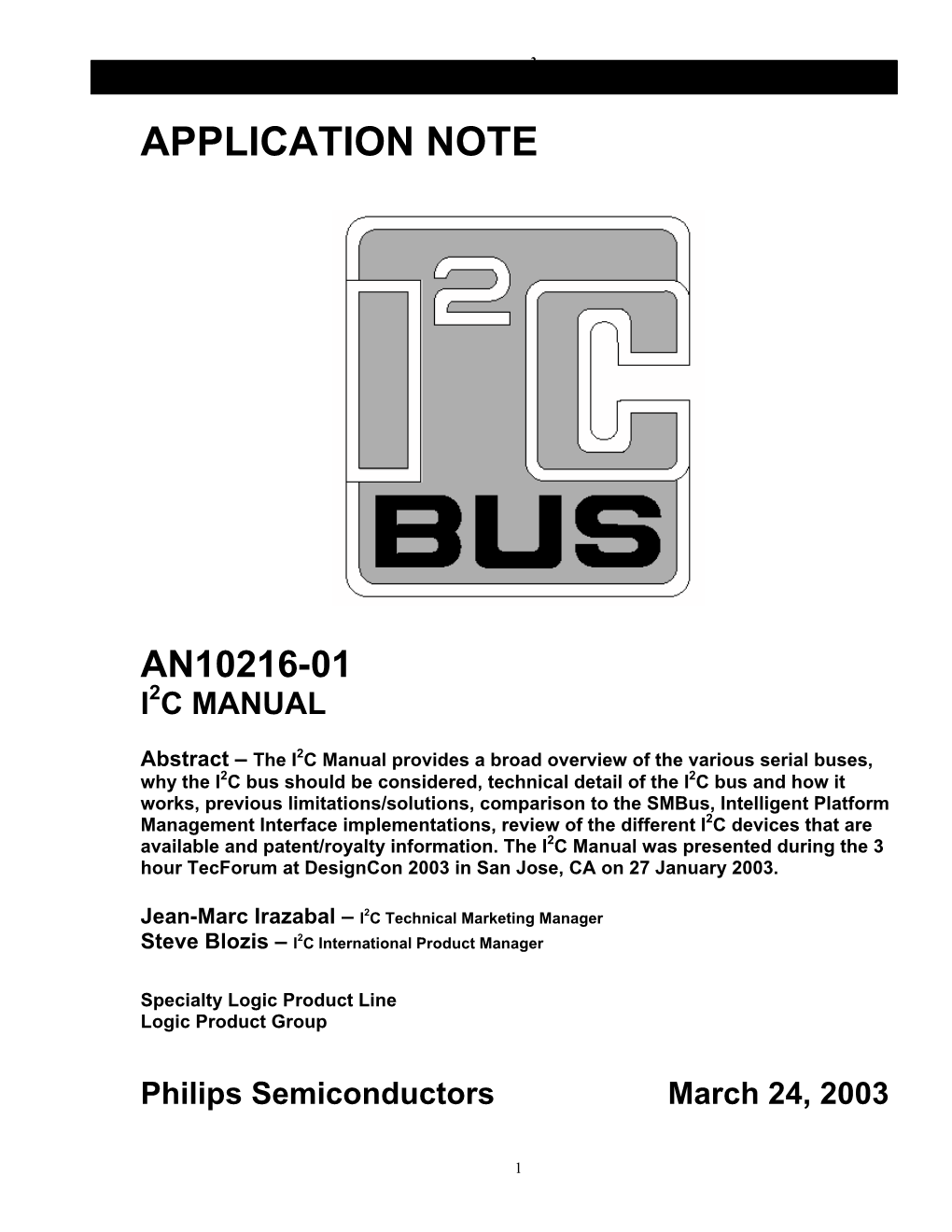 I2C Manual INTEGRATED CI RCUITS