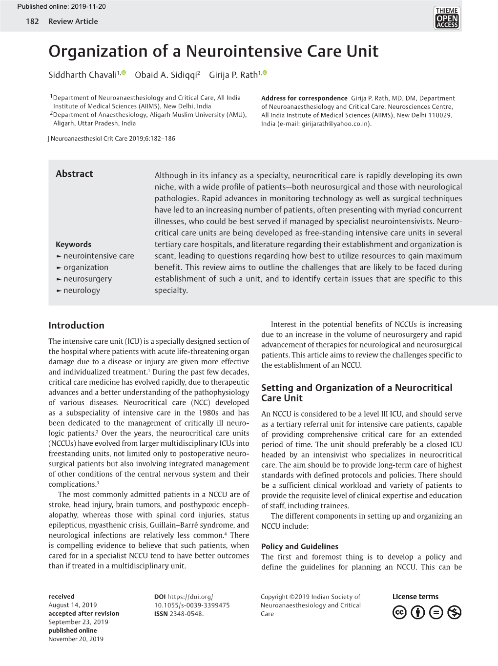 Organization of a Neurointensive Care Unit