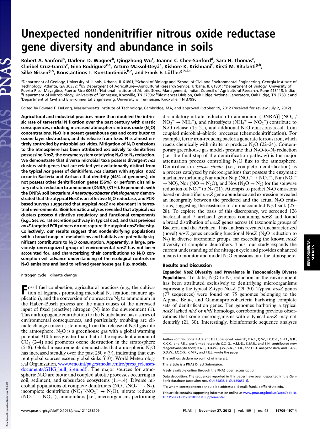 Unexpected Nondenitrifier Nitrous Oxide Reductase Gene Diversity And