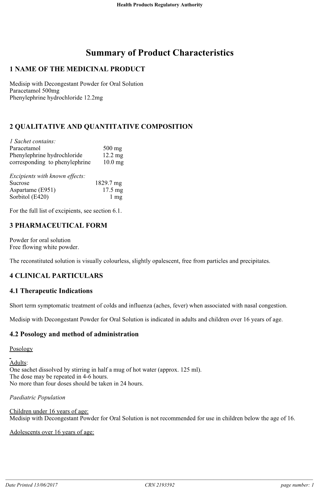 Summary of Product Characteristics