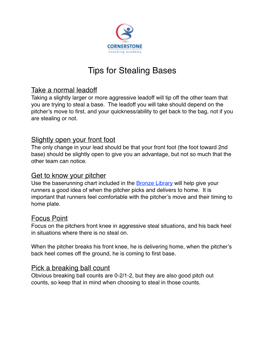 Tips for Stealing Bases