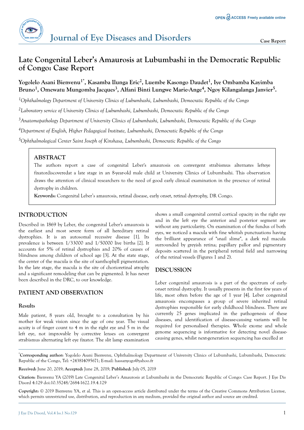 Late Congenital Leber's Amaurosis At