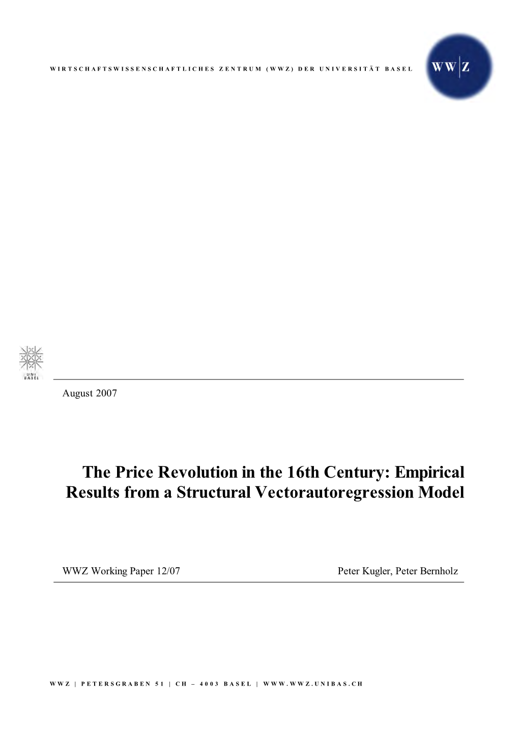 The Price Revolution in the 16Th Century: Empirical Results from a Structural Vectorautoregression Model