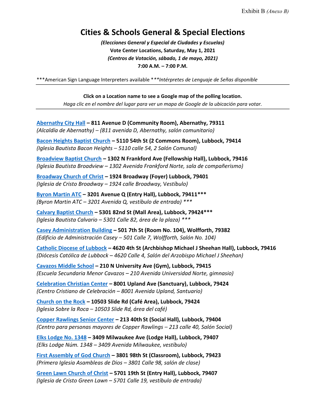 Cities & Schools General & Special Elections