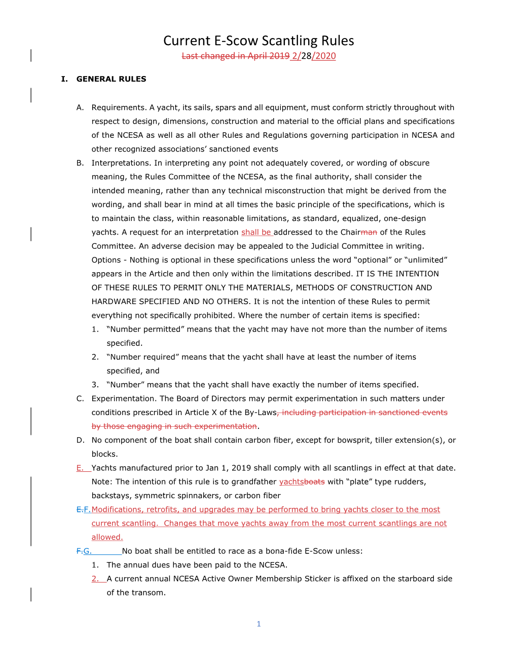 Current E-Scow Scantling Rules Last Changed in April 2019 2/28/2020