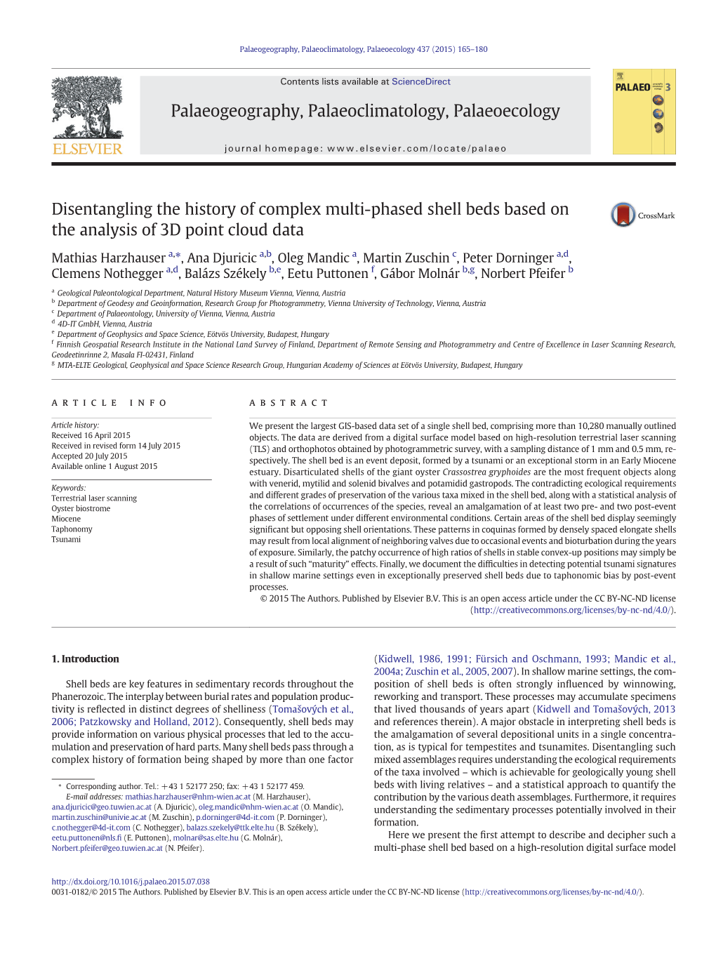 Disentangling the History of Complex Multi-Phased Shell Beds Based on the Analysis of 3D Point Cloud Data