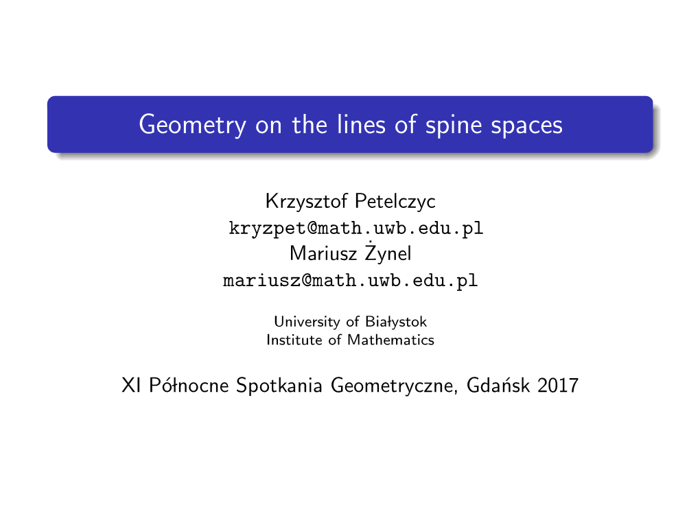 Geometry on the Lines of Spine Spaces