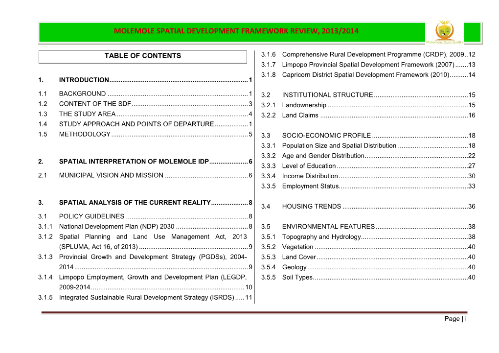 Molemole Spatial Development Framework Review, 2013/2014