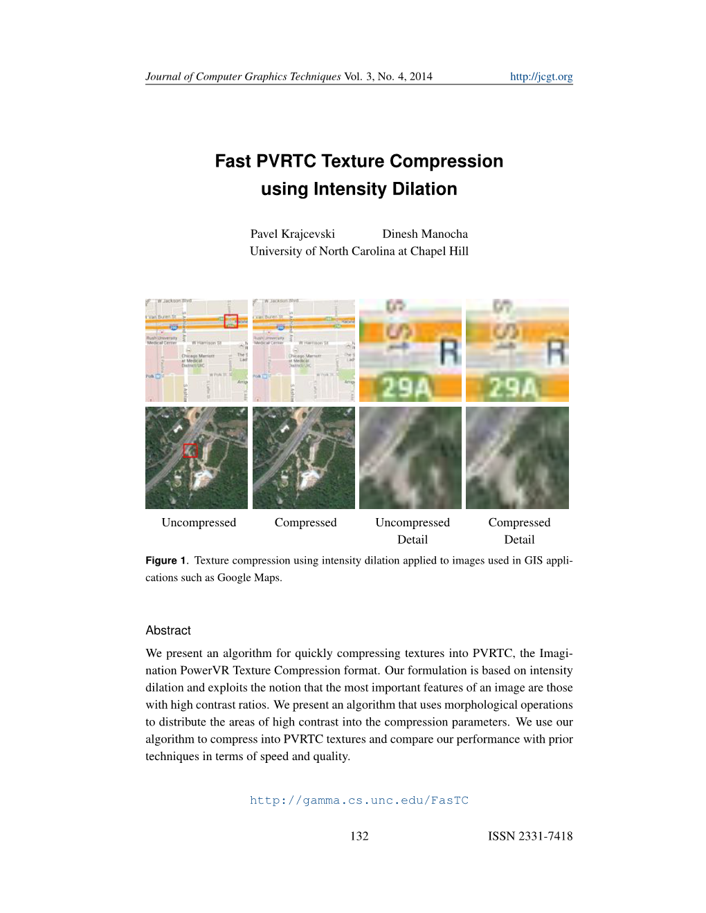 Fast PVRTC Texture Compression Using Intensity Dilation