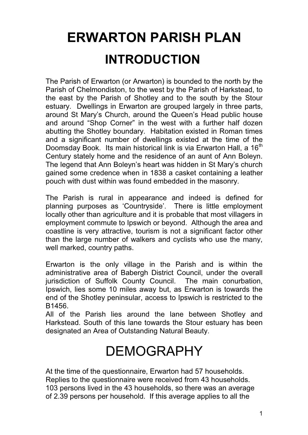 Erwarton Parish Plan