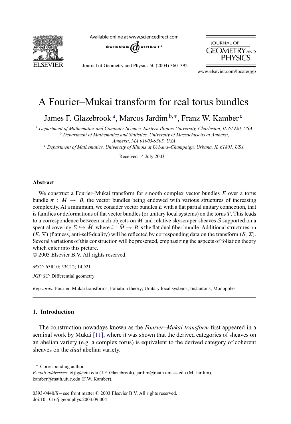 A Fourier–Mukai Transform for Real Torus Bundles James F