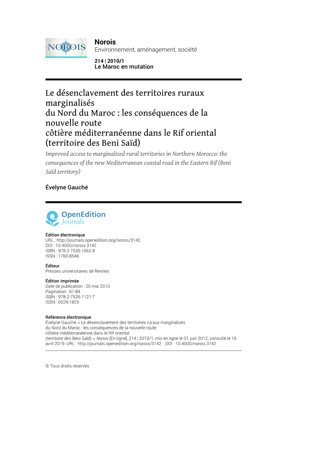 Le Désenclavement Des Territoires Ruraux