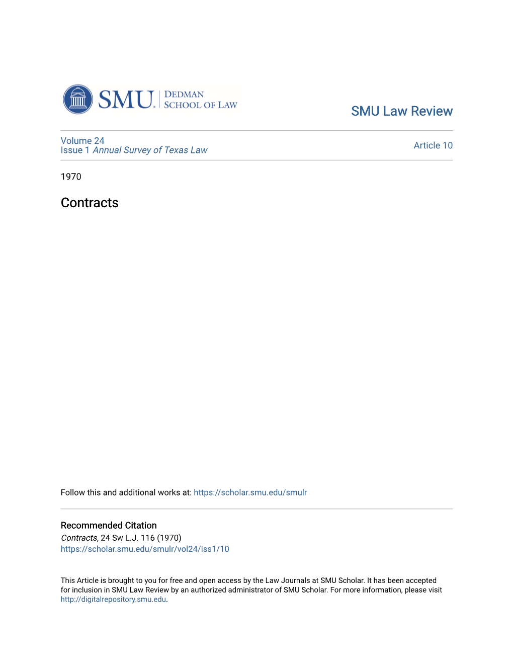 SMU Law Review Contracts