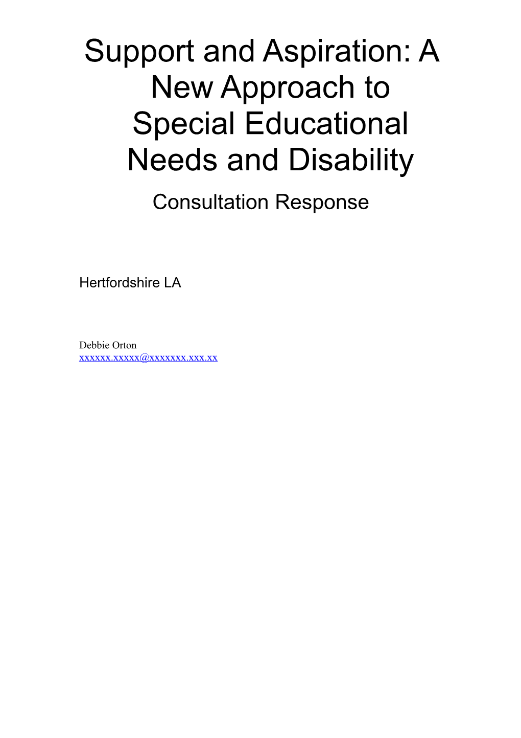 Support and Aspiration: a New Approach to Special Educational Needs and Disability