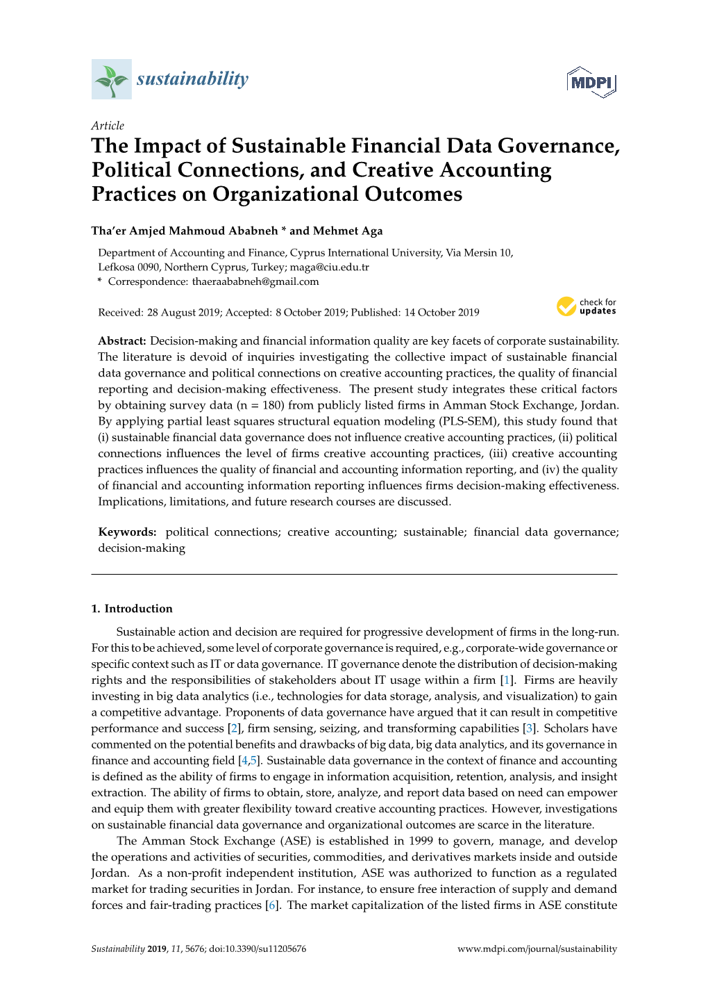 The Impact of Sustainable Financial Data Governance, Political Connections, and Creative Accounting Practices on Organizational Outcomes