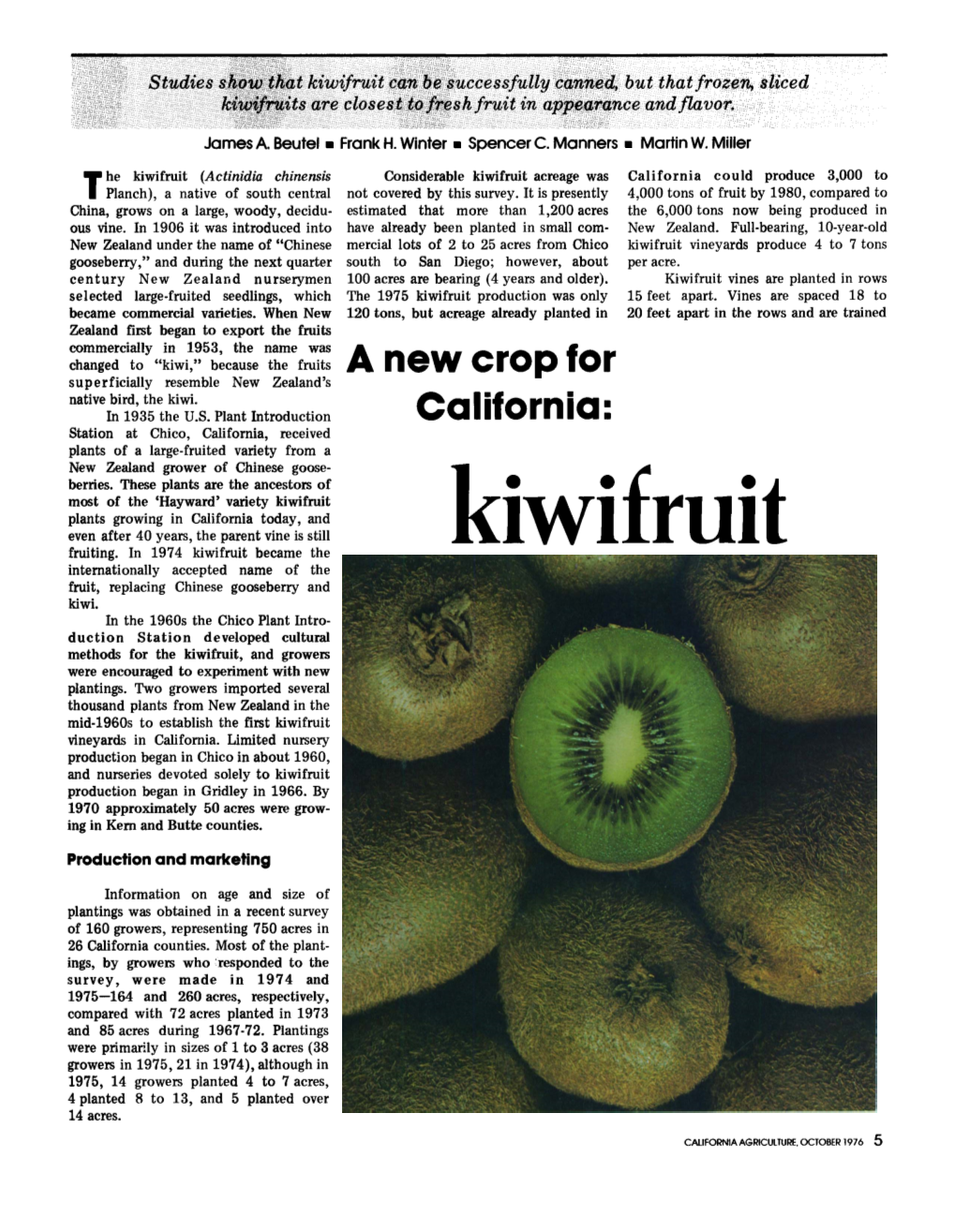 A New Crop for California: Kiwifruit
