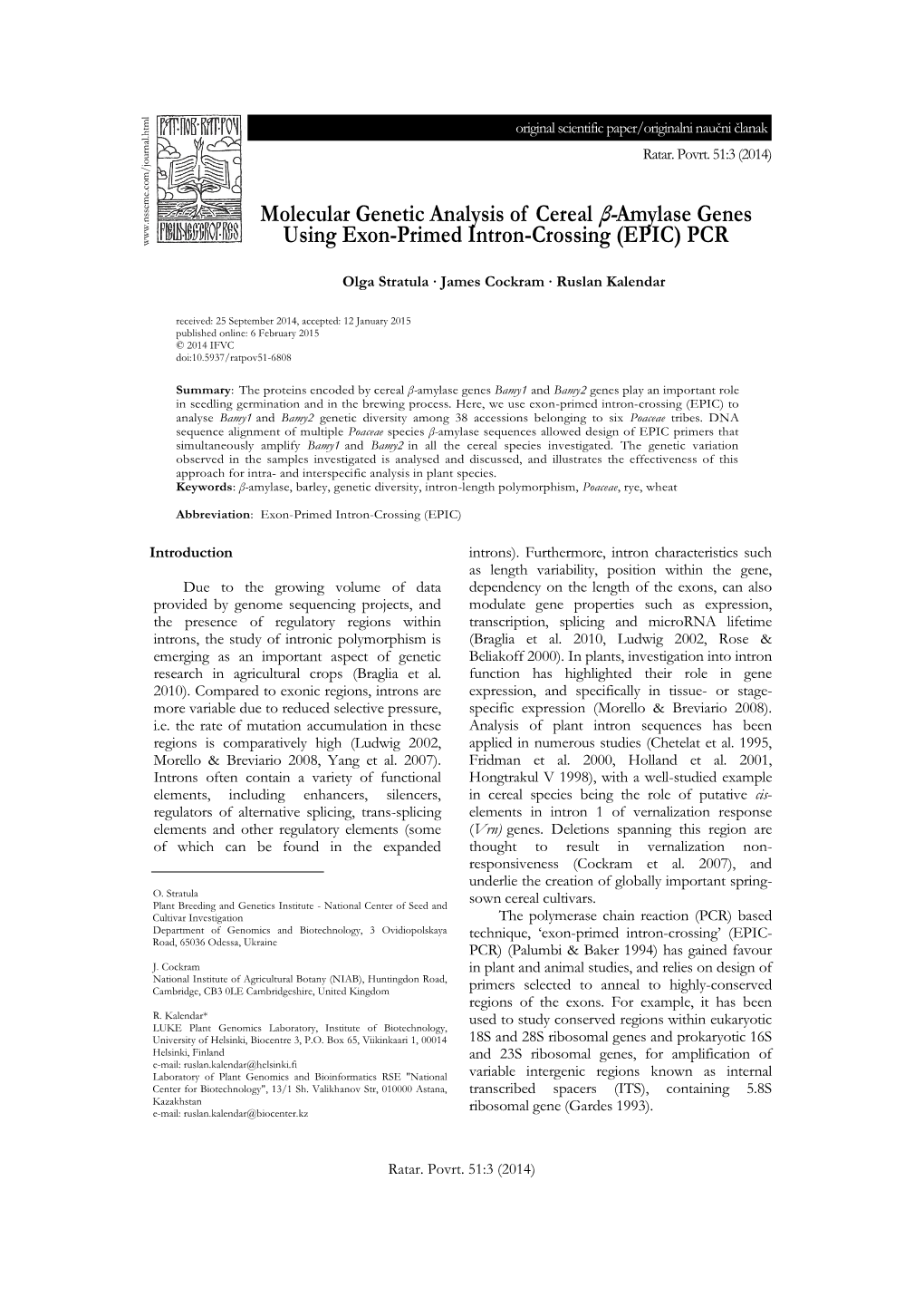 Molecular Genetic Analysis of Cereal Β-Amylase Genes