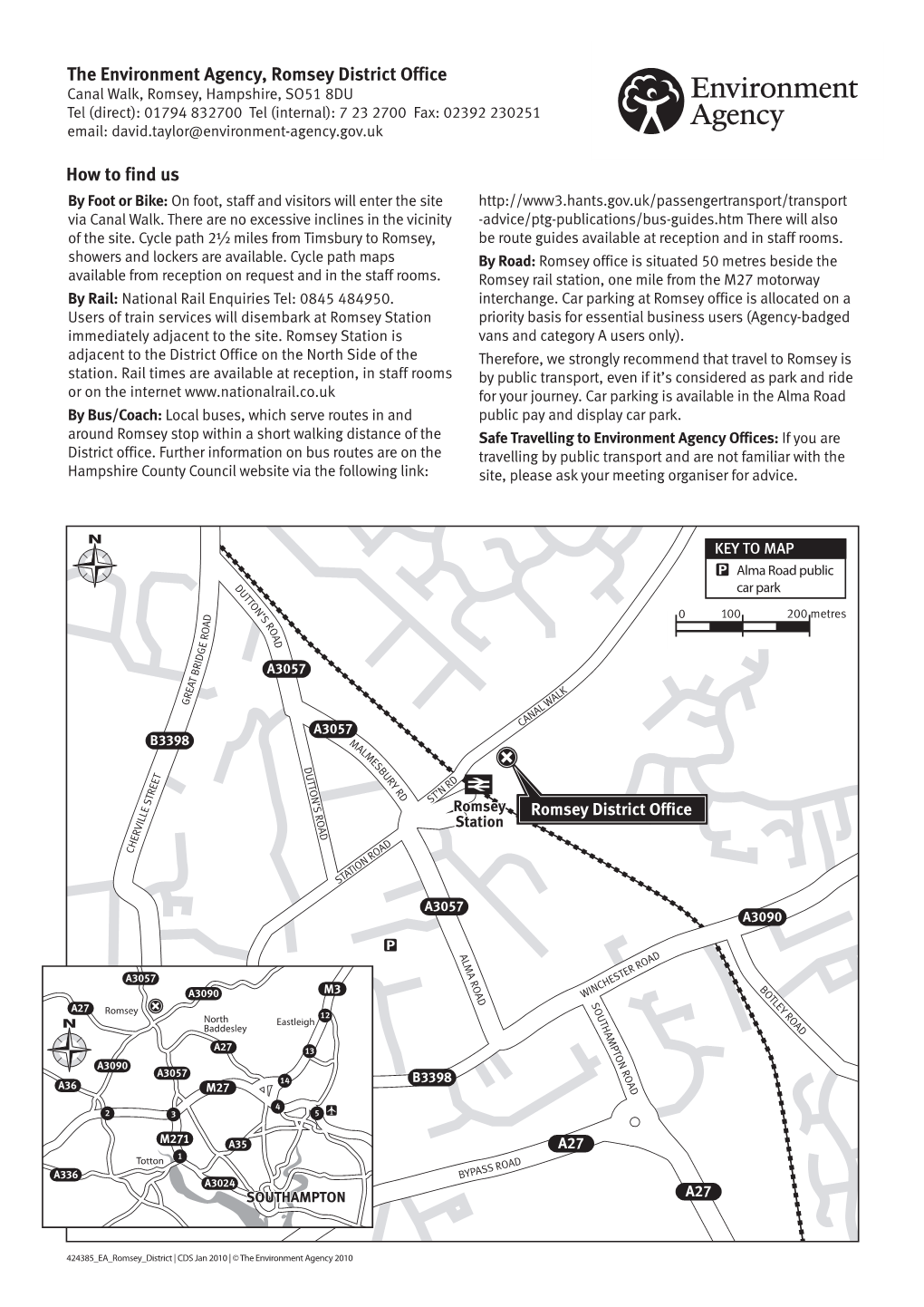 The Environment Agency, Romsey District Office How to Find Us